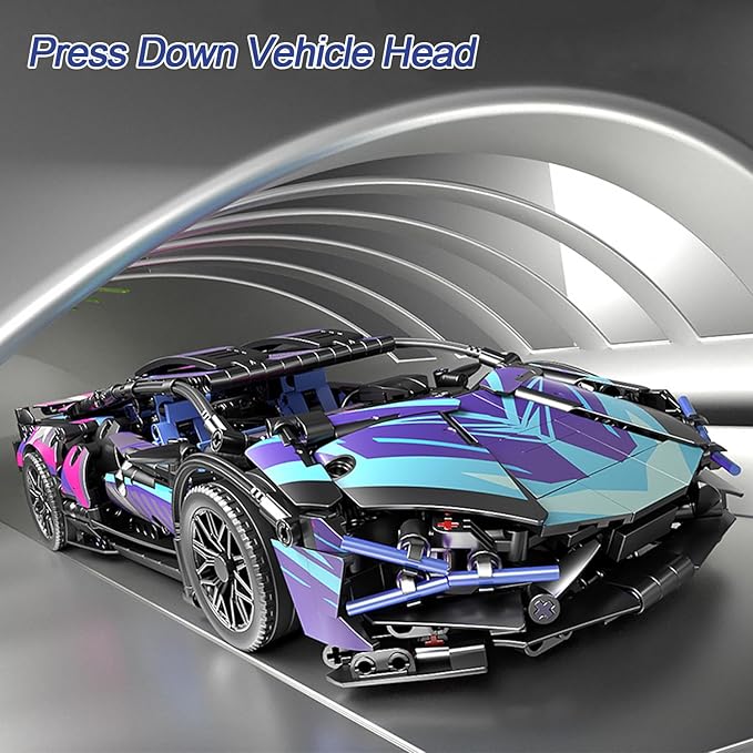 Sport Race Car Building Block Sets for Adults Boys,Racing Supercar Toys Kits with LED Lights Collectible 1:14 MOC Model Construction Birthday Gifts for Teens Age 8-12 12-16,14 14+(1314 PCS)