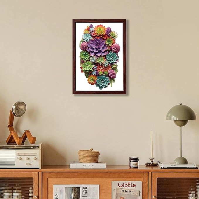 Succulent Waterfall Wooden Puzzles, 500 Pieces Jigsaw Puzzles 20.5'' x12.6'', Unique Design Liberty Wooden Puzzles for Adults and Kids, Family Game Gift Royal Size