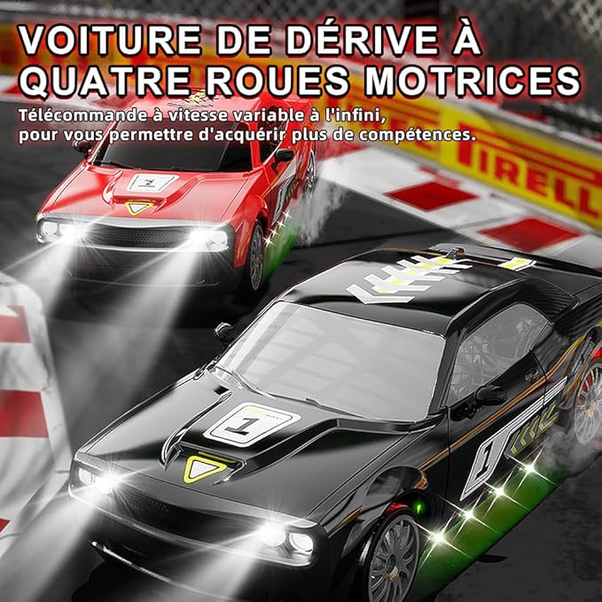 Remote Control Car for Boys Girls Kids, 1:20 4WD RC Drift Car with LED Lights, 20KPH Hight Speed Proportional Throttle Racing Cars for Drift and Race, Children's Gifts and Toys