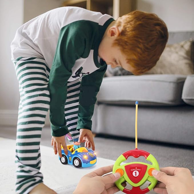 Liberty Imports My First Cartoon RC Remote Control Cars for Toddlers Ages 1-3, Radio Control Toy for Baby, Kids 18 Months+ (2 Pack)