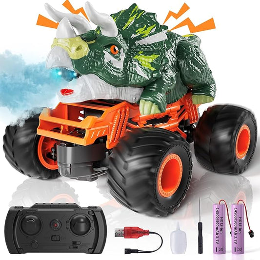 2.4GHz Remote Control Dinosaur Car Toys Gifts for 3 4 5 6 Year Old Boys Kids, Remote Control Dinosaur Car Trucks Toys for Kids Boys 3-5 4-7 8-12, Dinosaur Toys for 3 4 5 Year Old Boys
