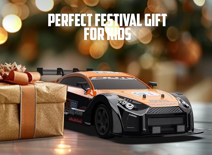 RACENT 1:16 RC Drift Car, 2.4Ghz 4WD 18KM/H Remote Control Car with Spray Mist, Racing and Drifting Wheels, LED Light, 2 Batteries, Sport Model Toys Vehicle for Kids, Boys, Adults