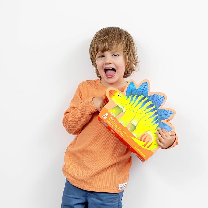 Crocodile Creek 36-Piece Jigsaw Floor Puzzle - Fun Floor Puzzles for Kids Ages 3-5 - Heavy-Duty Shaped Box for Storage - Dino Land - 27" W x 20" H Finished