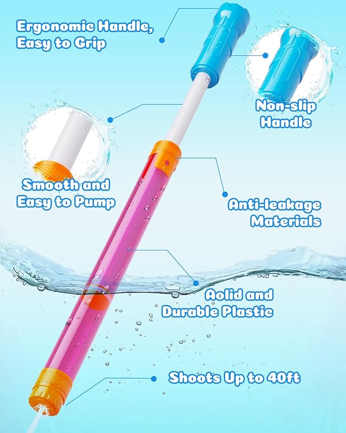 18pcs Water Gun Blaster Toys - Colorful Water Squirter for Kids 40ft Squirt Gun for 3-6-8-12 Girls BoysTeens Adults, Water Blaster for Swimming Pool Beach Oceans Summer Party Games Yards Outdoor