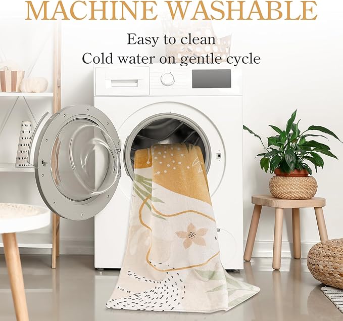 Lahome Boho Washable Rug 6x9 Living Room Carpet Non-Slip Ultra-Thin Large Rug Lightweight Throw Area Rug for Dining Room, Taupe Botanical Print Soft Indoor Rug for Classroom Nursery Bedroom Farmhouse