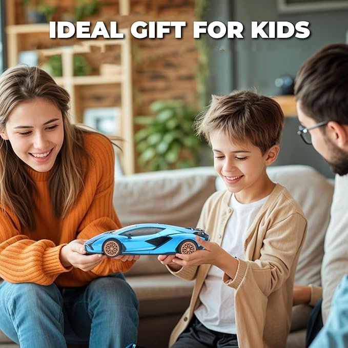 QUN XING Remote Control Car 1:24 Officially Licensed 2.4GHZ Rc Cars Lambo Sport Racing Toy Car for Kids Boys 4-7 Years Birthday Gift, Blue