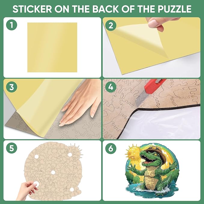 Crocodile Wooden Puzzles for Adults, Alligator Jigsaw Puzzles 500 Pieces, 16.4x16.5in, Unique Shaped Animal Wood Puzzles, Cool Reptile Adult Puzzles, Birthday Gifts for Adults and Kids