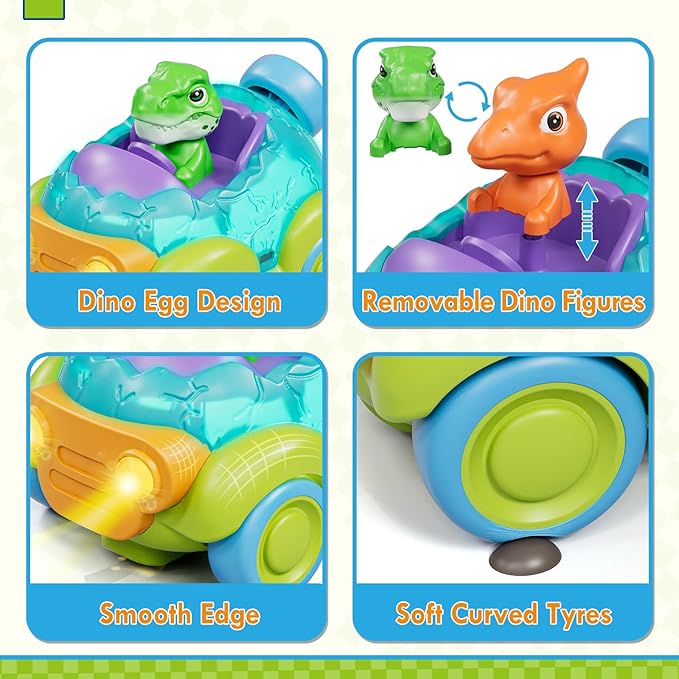 Lehoo Castle Remote Control Car for Toddlers, Rechargeable RC Cars for Toddler Toys 2-3, Dinosaur Toys for Ages 2-4 with Lights & Music, 2 3 4 Year Old Boy Toys