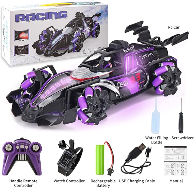 Gesture Sensing RC Stunt Car - Hand Controlled Remote Control Car 4WD Offroad 360° Rotation with Light Music Spray, RC Drift Car Toys for 6-12 Year Boys, Cool Birthday Gifts for Kids