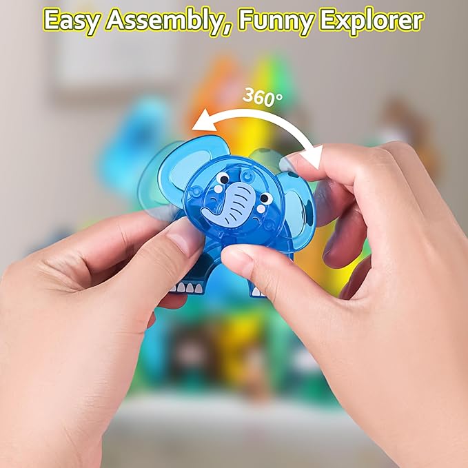 Magnetic Tiles Set, Magnet Blocks Building Toys, Safari Animals Magnetictile for Toddler 3-5, Assembly 3D Structure Jungle & Forest Theme, STEM Learning Toy for Kids Girls,Boys Age 3 4 5 6 7