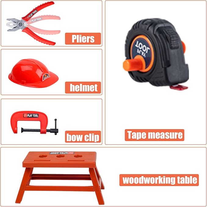 iKaufen Kids 68-Piece Toddler Tool Set with Tool Box & Electric Toy Drill - Pretend Play Construction Toy Set for Boys & Girls Ages 3-6