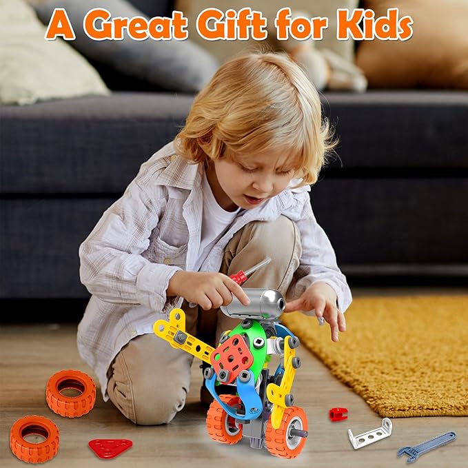 STEM Toys for Boys Kids Gift - 10 in 1 Electric Building Toys for 5 6 7 8 9 10 Year Old Birthday Gifts - Educational Construction Blocks Kits Activities Games Ages 4-6 4-8 5-7 6-8 8-10 8-12 Year Old