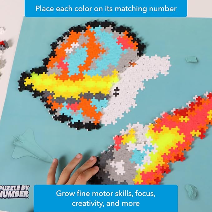 Plus Plus Puzzle By Number, 500 Piece Mini Interlocking Hashtag Color Blocks, 3D Pixel Art Kit for Kids - Outer Space