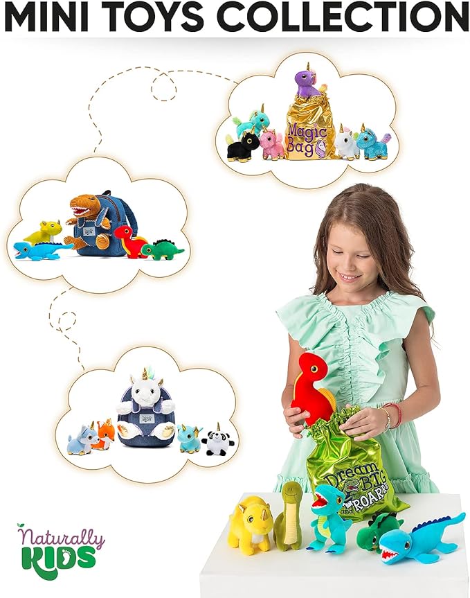 Naturally KIDS Stuffed Animal, Toddler Gifts for Boys, Girls, Plush Dinosaur Toys Set 6
