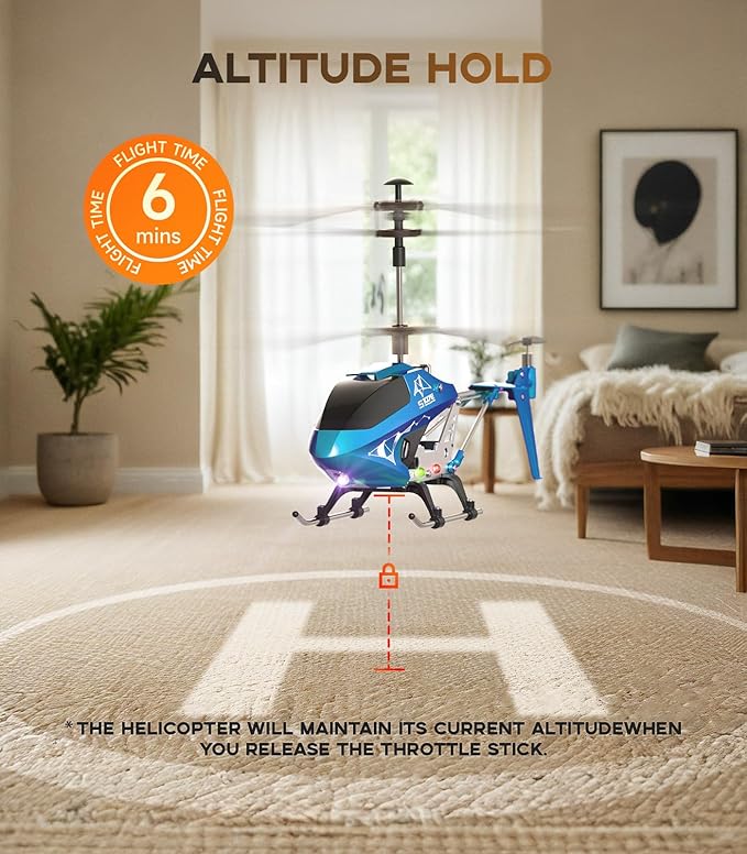 SYMA Remote Control Helicopter, S107H-E RC Helicopter with One Key take Off/Landing, High & Low Speed and Durable Alloy Design, Gift Toy for Kids and Beginners