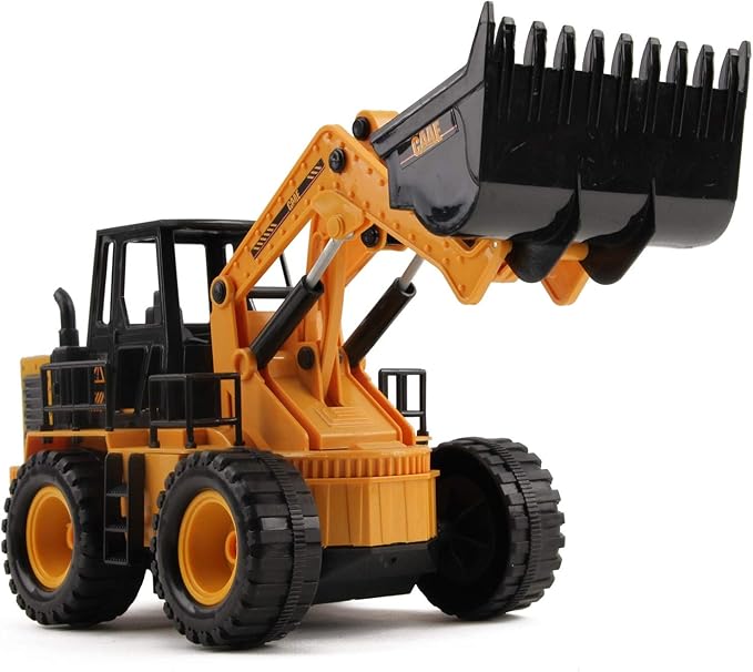Vokodo RC Bulldozer 13.5" Full Function 1:24 Scale 2.4Ghz Construction Vehicle Toy Front Loader Tractor Truck Electric Remote Control Radio Digger Car Ready to Run for Children Kids Boys