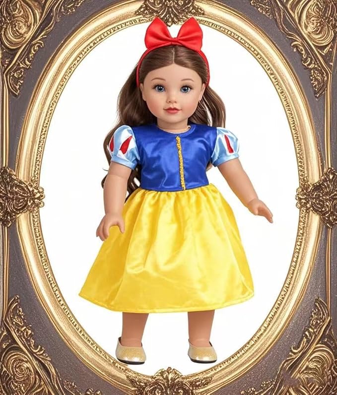 Clothes 6 Sets Princess Dresses Accessories Costume Jasmine Aurora Belle Snow White for 18 Inch Dolls