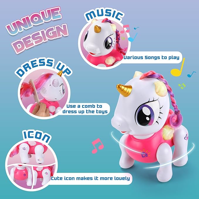 PETNEY Remote Control Robot Pets Toys for Ages 5-7，Interactive Voice Control，Rechargeable & Recordable，Touch Sensing，STEM Toy Program Treats, Walking, Dancing Robot Toys for Girls (Pink)