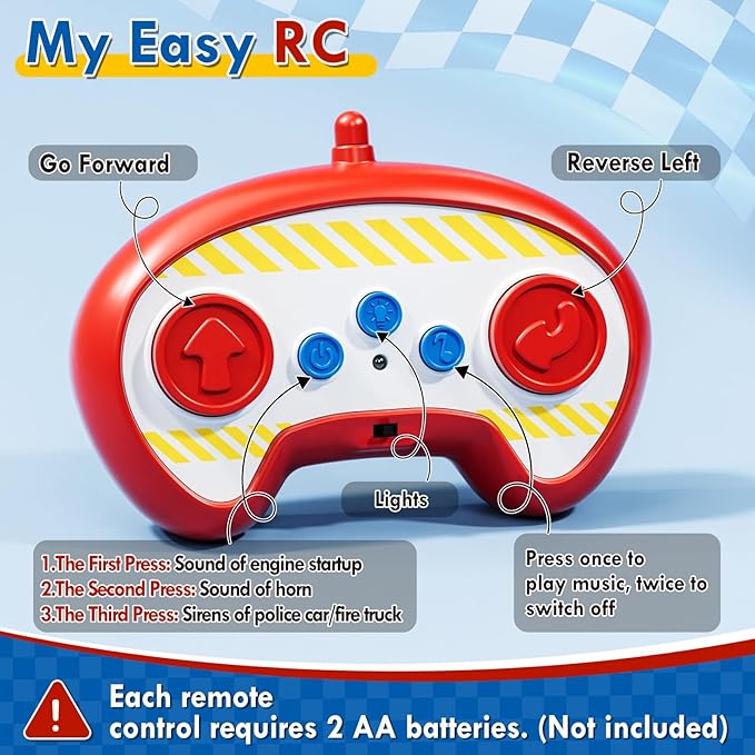 Lehoo Castle Remote Control Car for Toddlers, Fire Trucks for Toddlers 3-5, Remote Control Police Car Toy with Sounds & Lights, Toys for 3+ Year Old Boys, Gifts for 3 4 5 Year Old Boys Girls