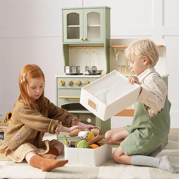 Tiny Land Play Kitchen for Kids with Storage System, Toy Kitchen Set with Plenty of Play Features Gift for Ages 3+