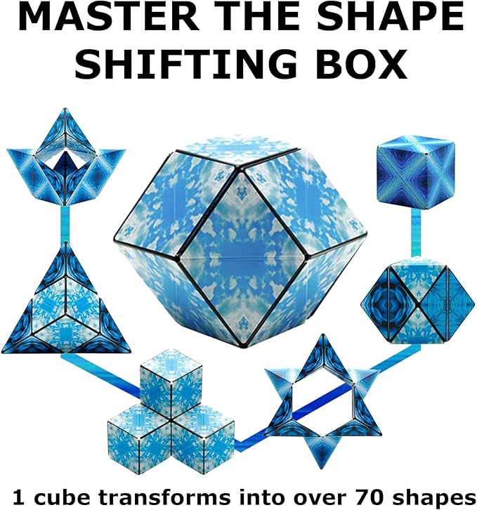 SHASHIBO Shape Shifting Box - STEM Magnetic Fidget Cube That Transforms Into Over 70 Shapes, Download Fun in Motion Toys Mobile App (Blue Planet)