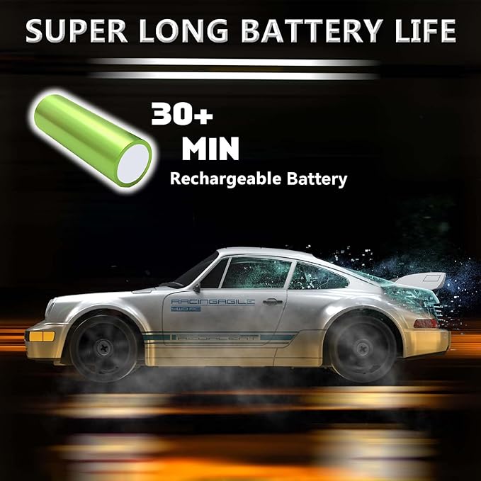 RC Drift Car 1:24 Remote Control Car 4WD 15KM/H High Speed Racing Sport Car with LED Lights RC Cars Toy Cars for Kids Boys Girls Adults Gifts Birthday Christmas Rechargeable Batteries
