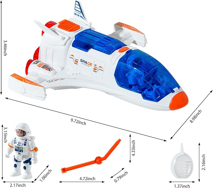 Spaceship Shuttle Toy with Astronaut Figure - Toy Rocket Ship with Lights Spray and Sound - Space Shuttle Toys Sets for Boys Planet Toys - Astronaut Exploration Birthday Plane Gift