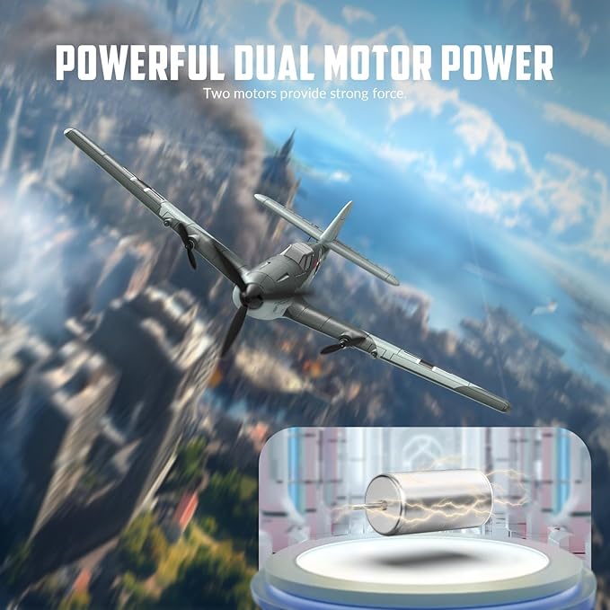 VOLANTEXRC RC Plane 3 Channel Remote Control Airplane Fighter Toys, 2.4GHz 6-axis Gyro Stabilizer RTF Glider Aircraft Plane, Easy to Fly for Adults Kids Beginners Boys (BF109)