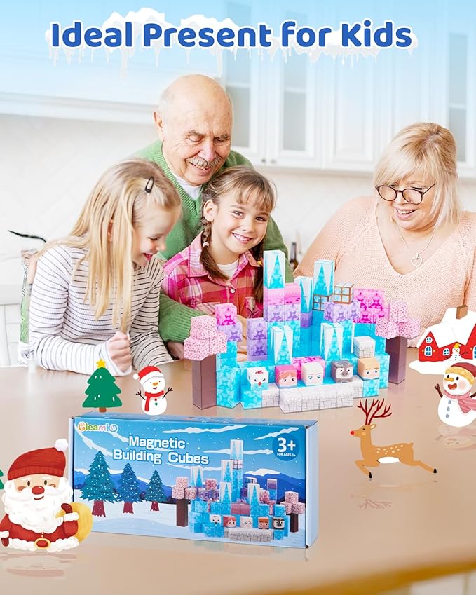 Magnetic Blocks - Magnet Princess Magic Ice World Theme, 110-Pcs Building Toys for Kids Ages 3-9+, Toddler Magnet Toys, STEM Educational Game, Sensory Gift for Boys and Girls