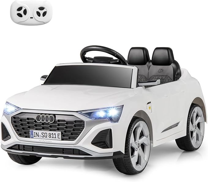 Licensed Audi SQ8 Ride on Car by INFANS, Battery Powered Electric Vehicle for with Remote Control, Adjustable Music, LED Lights, Suspension, Driving Toy Gift for Kids Toddler Age 3+ (White)