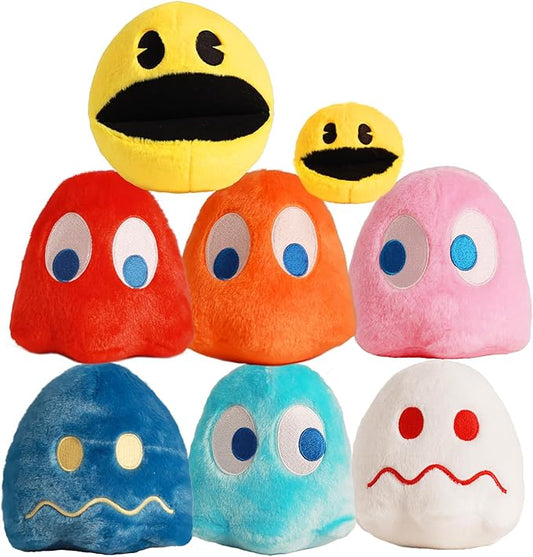 Pacn Game Man Plush Toys, Ghost Stuffed Animals Game Toys, Great as a Party Favor Gift or Companion,Ghost Plush Toy, Children's Day and Birthday Parties for Girls (Set of 8)