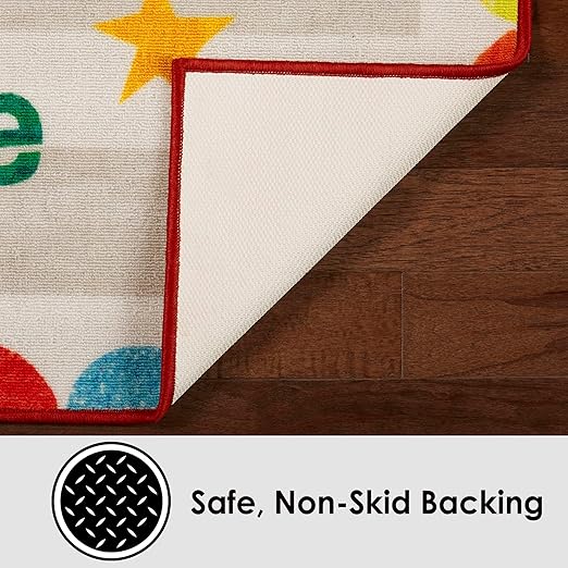 Eric Carle Home Dynamix The Very Hungry Caterpillar Elementary Dream Big Little One Kids Machine Washable Area Rug, White/Grey, 35"x51", 35" x 51"