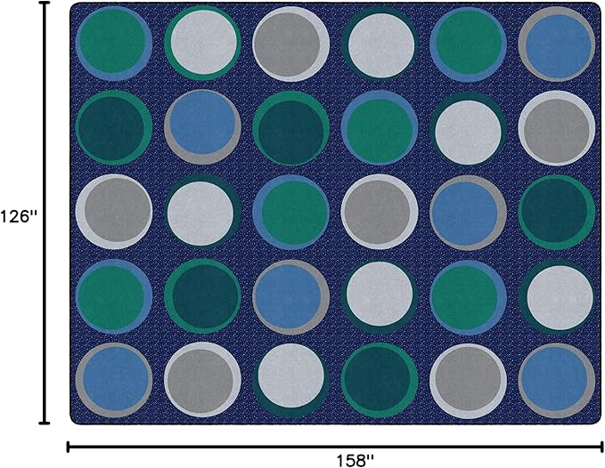 Flagship Carpets Sitting Spots Seating Rectangle Area Rug for Children's Classroom or Kids Playroom, and Home Learning Carpet, Seats 30, 10'6" x 13'2", Cool Blue