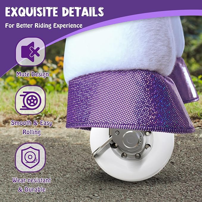 PonyCycle Ride on Unicorn for Kids 4-7 with Brake, Unicorn Gifts for Girls (35.4" Height/Size 4) Plush Interactive Riding Rocking Riding Horse Ride on Toy Spirit Toys Stuffed Animal Purple E413