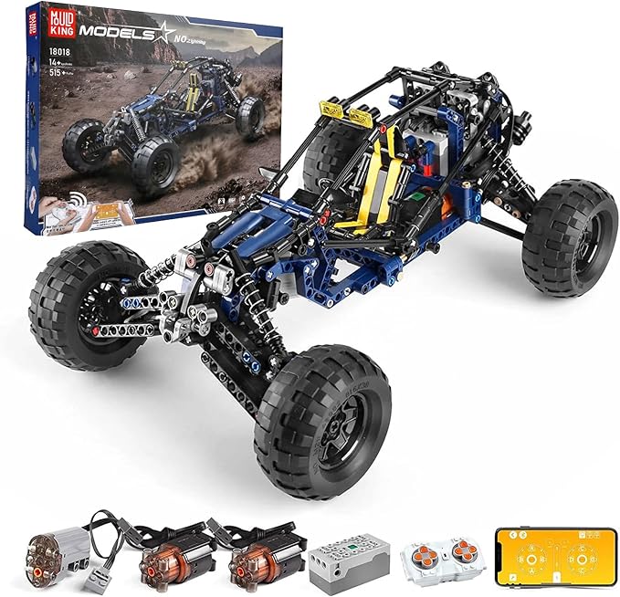 Mould King RC Off-Road Building Car Toys, 515 Pieces Building Blocks Lightning Climbing Car Model with Motors (Remote Control and APP Control), Intelligent Building Kits for Boys