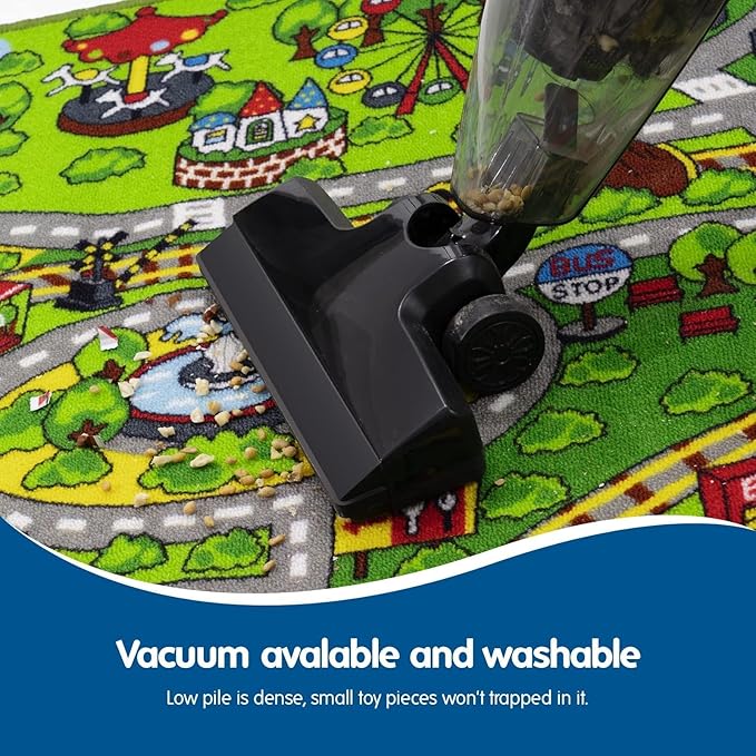 Booooom Jackson City Playmat Rug, Green, 60 x 32 inches, Non-Slip, Machine Washable, Compatible with Hot Wheels and Matchbox Cars, Ideal for Kids Room or Playroom