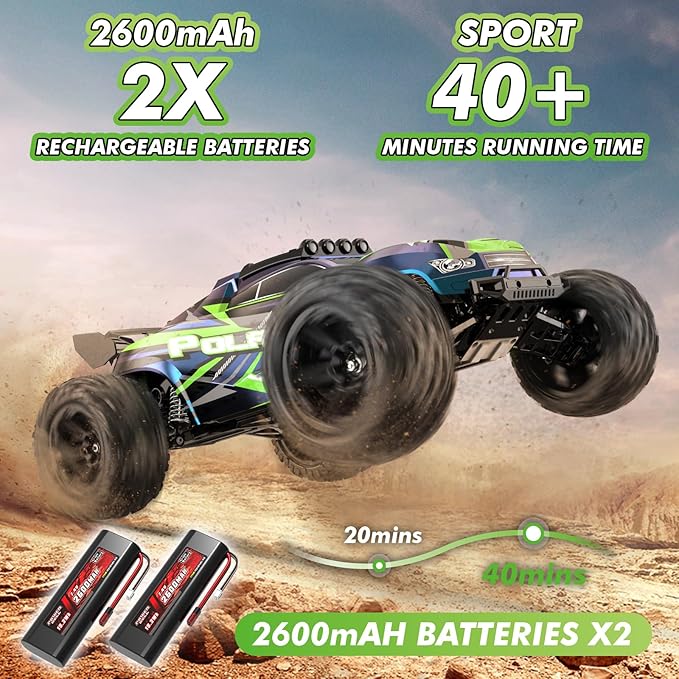 1:10 Big Rc Cars 18-Inch,Fast Remote Control Car Trucks,45+KM/H RC Off-Road Electric Truck, Includes 2 Rechargeable 2600mAh Batteries, Rc Cars for Adults & Boys