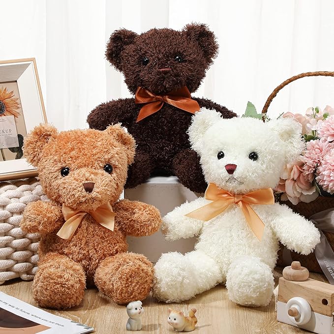 HyDren 8 Packs Cute Bear Stuffed Animals 12 Inch Soft Plush Stuffed Bears Plush Dolls with Bow Ties for Kids Boys Girls Baby Shower Birthday Party Gift Favors(Assorted Colors)