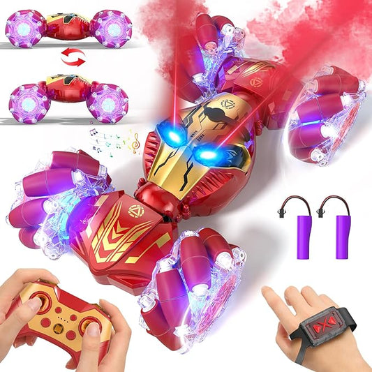 Remote Control Car Gesture Sensing RC Stunt Car Toys for Kids Age 3-12 with Eyes Spray & Light & Music, 2.4GHz 4WD Drift Hand Controlled RC Cars Off road for Rotating, Birthday Gift for Boys Girls