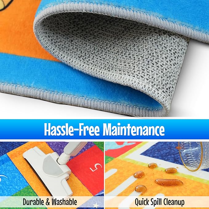 Hudson Comfort Classroom Rug 8x10 - Rugs for Elementary, Daycare, Nursery, and Playroom - Super Soft Non-Slip Carpet - Kids Fun Floor Mat for Playtime (Alphabet)