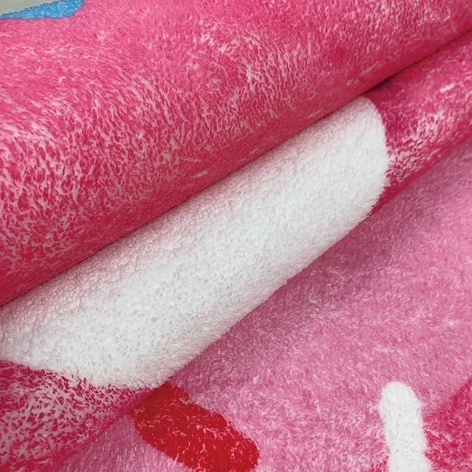 Kids Rug 4Ft Round Play Mat Donut Playroom Rug for Boys Girls Nonslip Circle Bedroom Carpet for Nursery Living Room Bathroom Decor Easy Washable Children Throw Rug, Pink