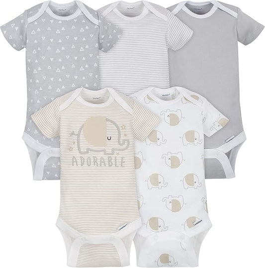 Gerber Baby Girls' 5-Pack Short Sleeve Variety Onesies Bodysuits