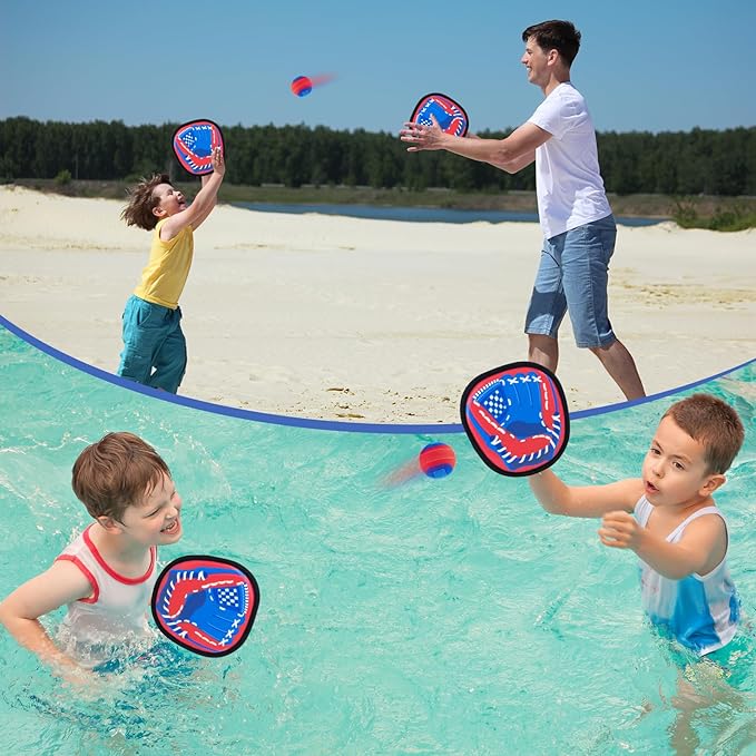 Aywewii Toss and Catch Ball Set Outdoor Beach Pool Toys for Kids Games Baseball Ball Catch Game Toddler Toys Games Gifts for 3 4 5 Year Old Boys Girls Birthday Gifts Easter Basket Stuffers