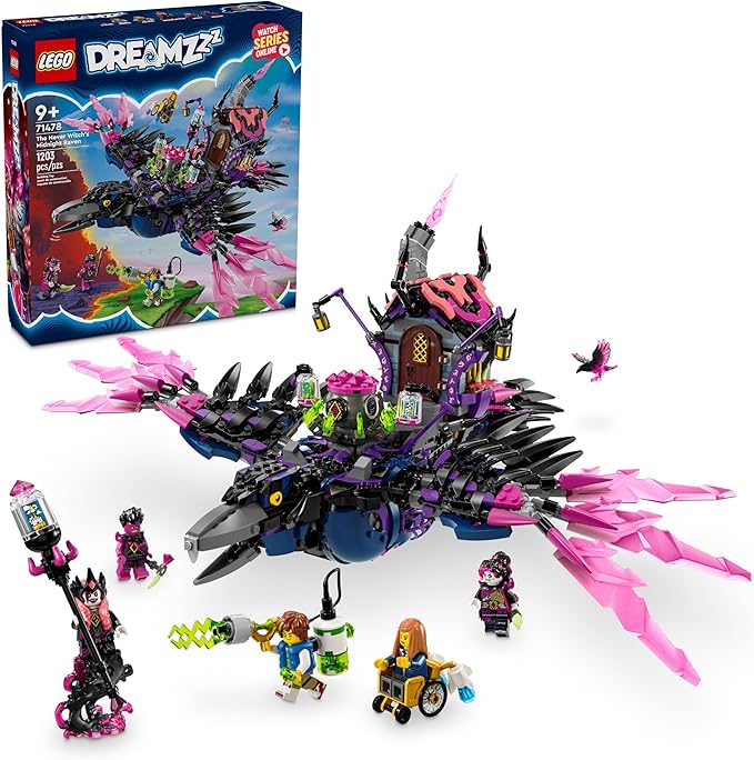 LEGO DREAMZzz The Never Witch’s Midnight Raven Building Toys - Birthday Gift for Boys & Girls, Age 9+ - Kids Toys with 3 Building Options & 5 Minifigures - 71478