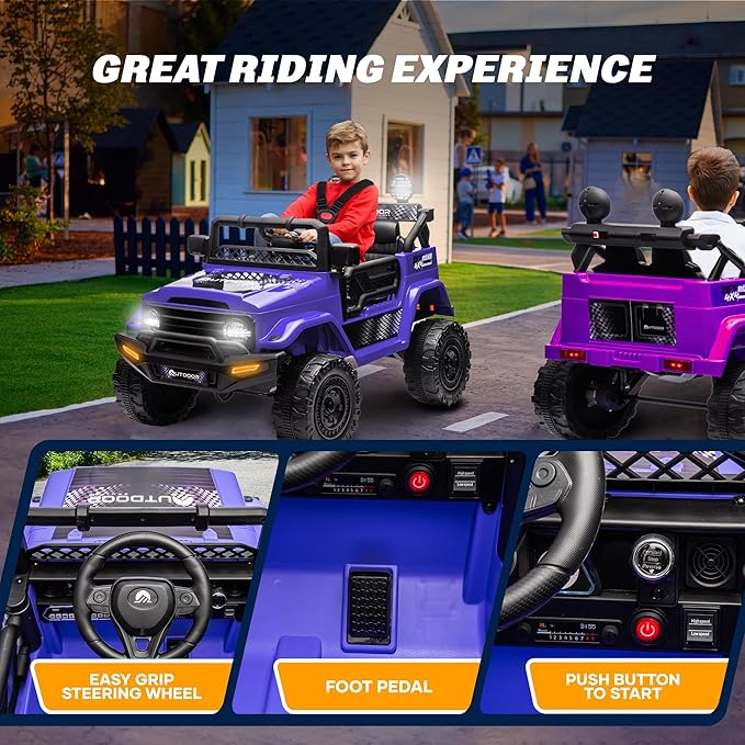 Outdoor Cruise 1-Seater 12V Ride-On Electric Car for Kids - Remote Control Jeep Power Wheels with Parental Control for Safe Adventures