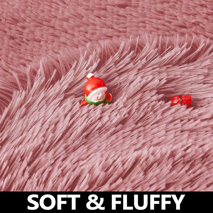 ONASAR Blush Round Area Rugs 5ft, Soft Bedroom Circle Rug Mats for Kids Girls Teen Room, Fluffy Plush Shaggy Carpet for Dorm Nursery Living Room Playroom Home Decor Princess Castle