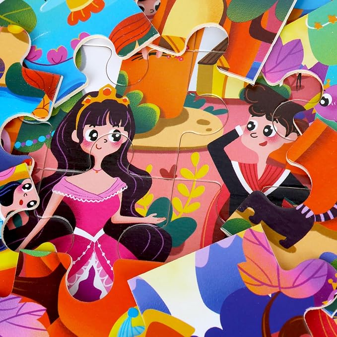 Jigsaw Puzzles for Kids Ages 2-4 Wooden Realistic Montessori Toddler Puzzles Ages 3-5 - Princess Learning Games for Boys and Girls 4-8 Year Olds 4 Packs 24 Pcs