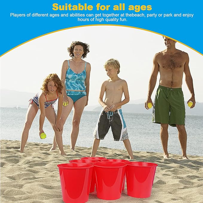 Giant Yard Pong Bucket Game,Throwing Bucket Toss Set for Beach,Pool,Family,Yard,BBQ,Lawn,Indoor,Outdoor Game - Ideal Gift Toy for Boys,Girls,Family,Kids