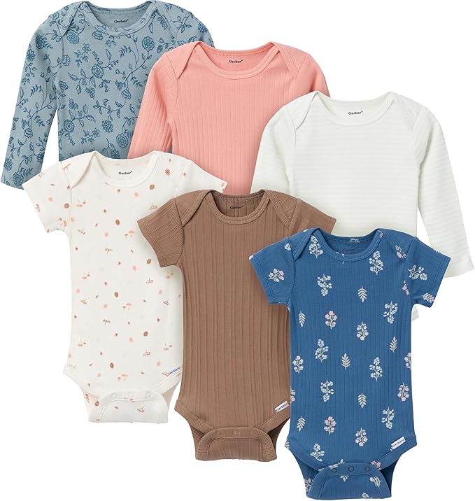 Gerber Baby Girls' 6-Pack Long-Sleeve Onesies Bodysuits