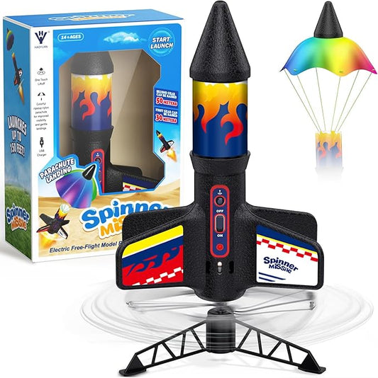 Rocket Launcher for Kids, Launching Air Rocket Toy Model Rockets with Parachute Safely Land 200 Feet of Flight Altitude Outdoor Toys for Ages 8-13 Birthday Gift for Kids Boys & Girls